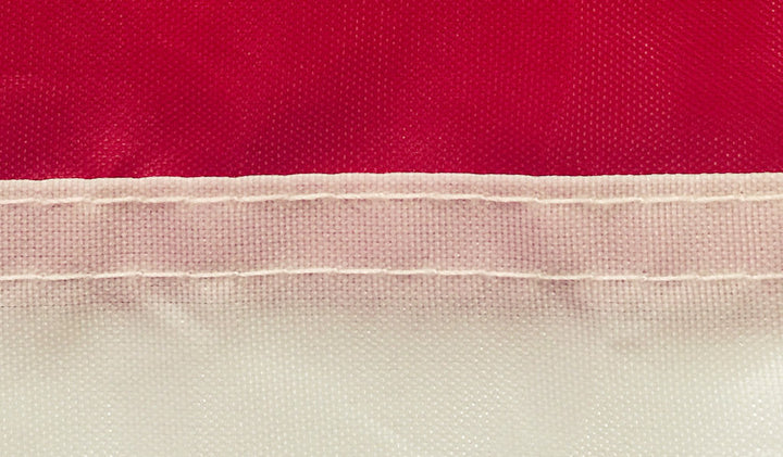 Close-up stitched flag seam detail