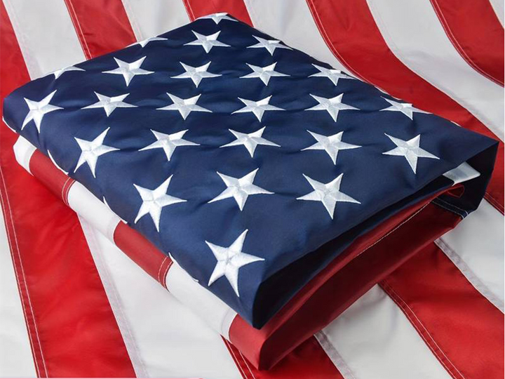 American flag construction and stitched detail overview