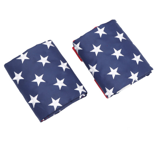 OUTDOOR  SEWN STRIPES AMERICAN FLAG DUAL SET WITH FREE REPLACEMENT
