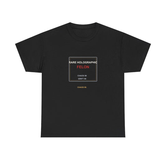 Rare Holographic Felon Shirt Black printify mockup