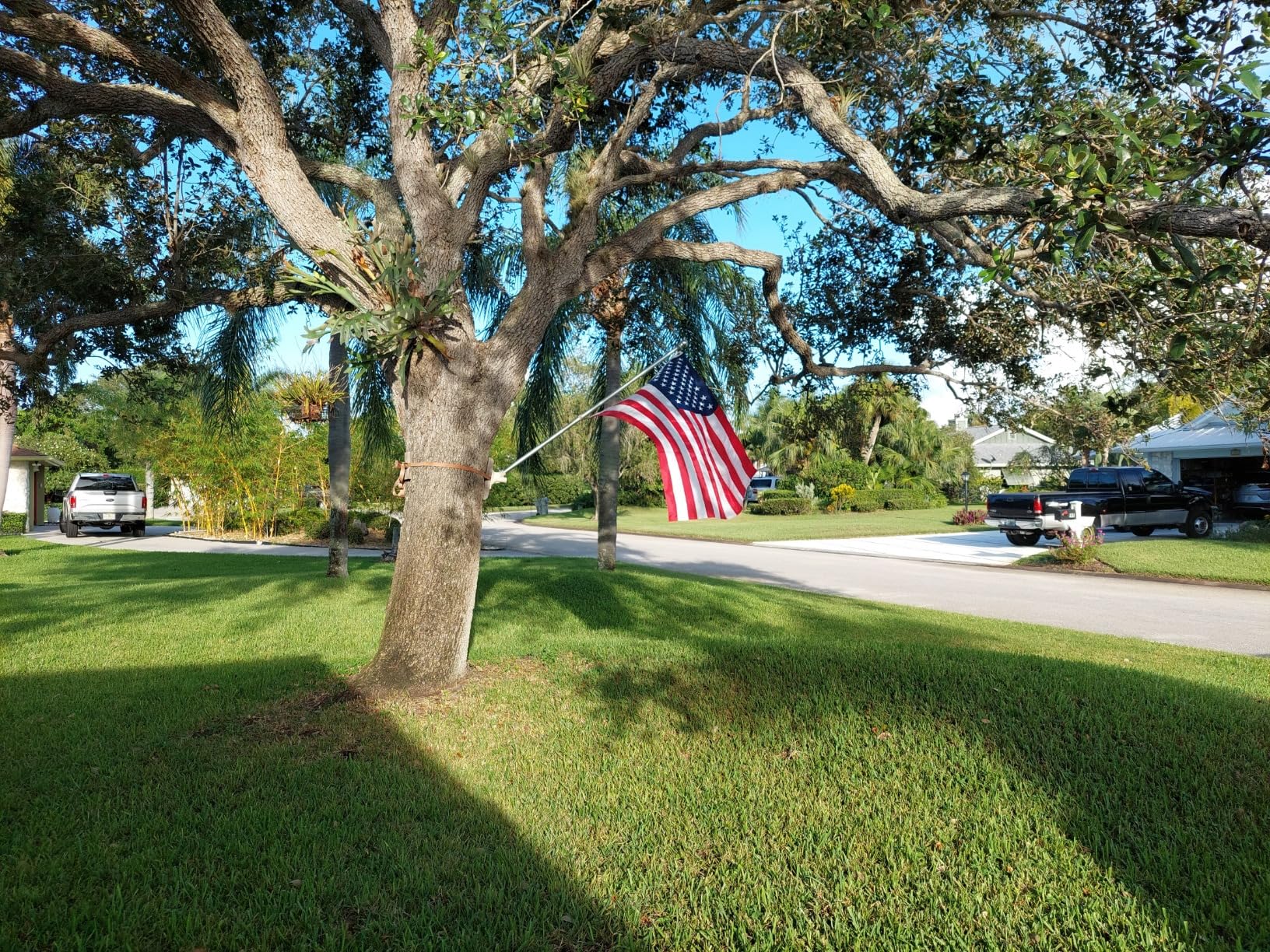 American flag displayed outside a residential home